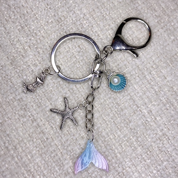 Mermaid Purse Charm Silver Keychain Handmade New without tags - Picture 3 of 3